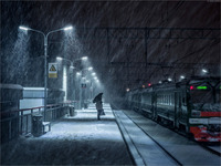 Снегопад на платформе Карачарово